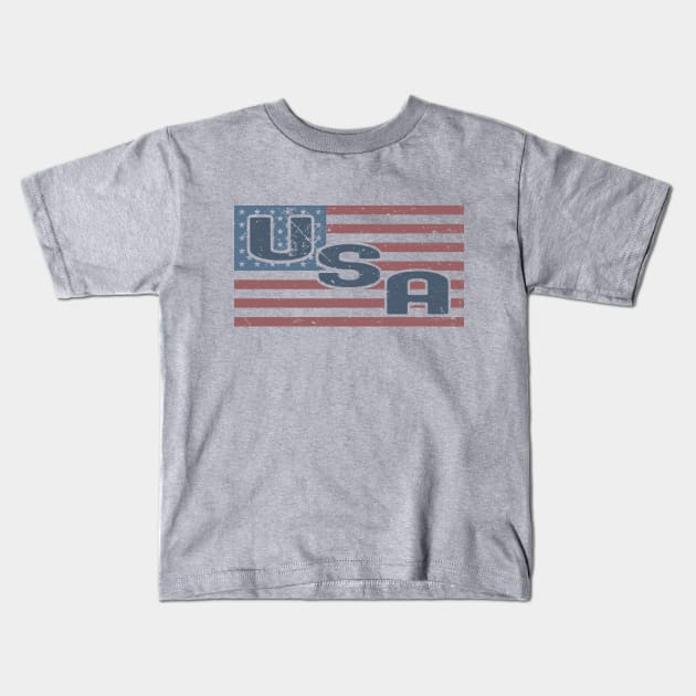 Vintage USA American Flag Kids T-Shirt by Etopix